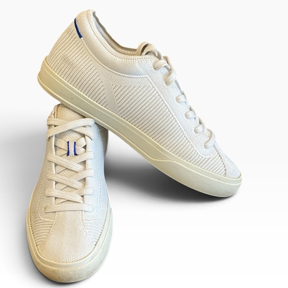 Rothy's The Lace Up Sneaker Bright White Sustainable Knit Low Top Wmn 7 #149T